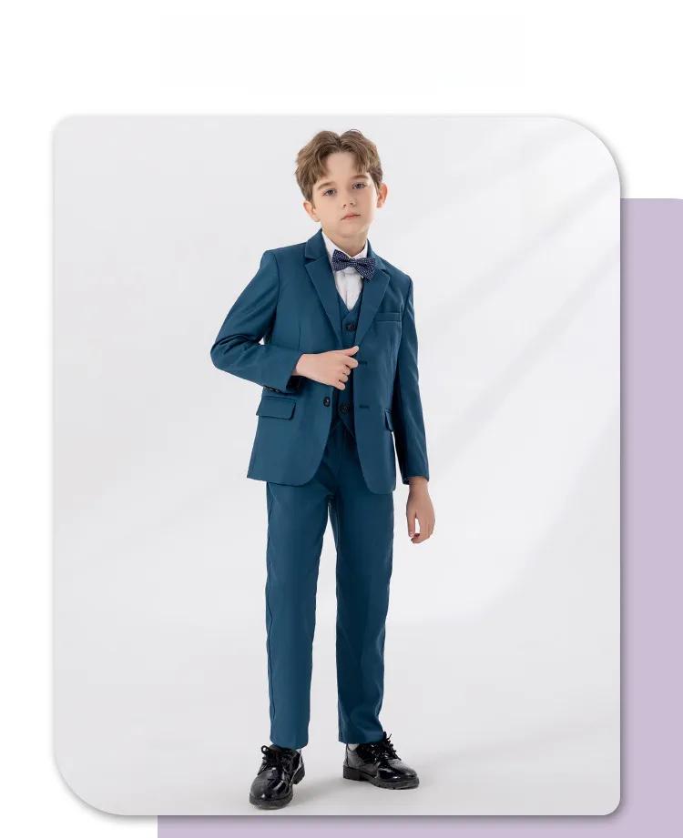 Children's Suit Autumn And Winter British Fashion Performance Small Suit Boys Piano Host Flower Girl Wedding Dress Suit display picture 5