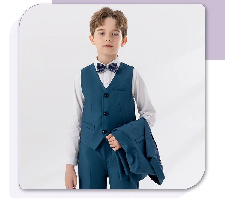 Children's Suit Autumn And Winter British Fashion Performance Small Suit Boys Piano Host Flower Girl Wedding Dress Suit display picture 6