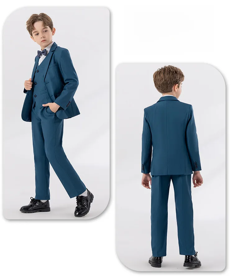 Children's Suit Autumn And Winter British Fashion Performance Small Suit Boys Piano Host Flower Girl Wedding Dress Suit display picture 7