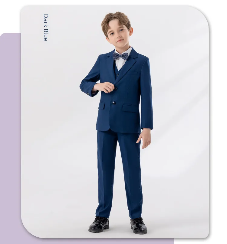Children's Suit Autumn And Winter British Fashion Performance Small Suit Boys Piano Host Flower Girl Wedding Dress Suit display picture 8