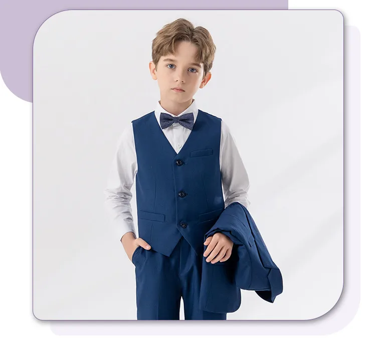 Children's Suit Autumn And Winter British Fashion Performance Small Suit Boys Piano Host Flower Girl Wedding Dress Suit display picture 9