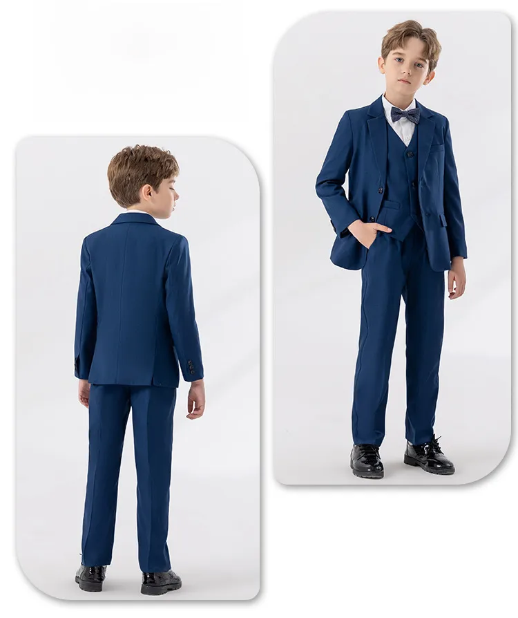 Children's Suit Autumn And Winter British Fashion Performance Small Suit Boys Piano Host Flower Girl Wedding Dress Suit display picture 10