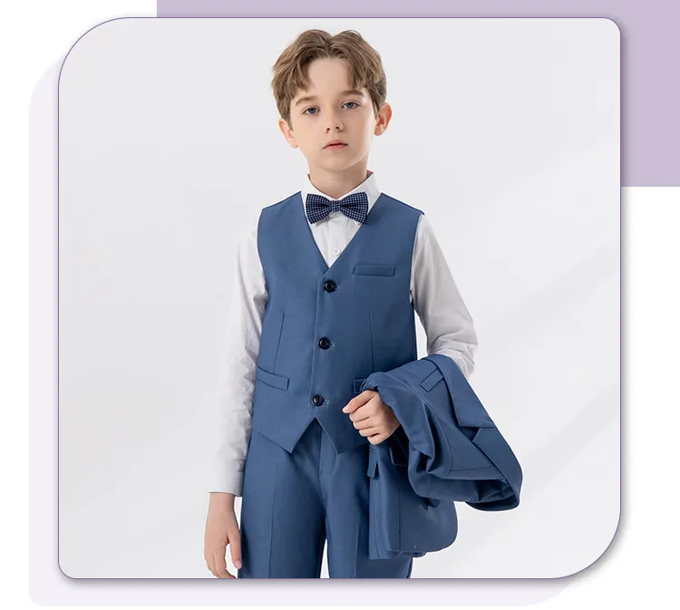 Children's Suit Autumn And Winter British Fashion Performance Small Suit Boys Piano Host Flower Girl Wedding Dress Suit display picture 12