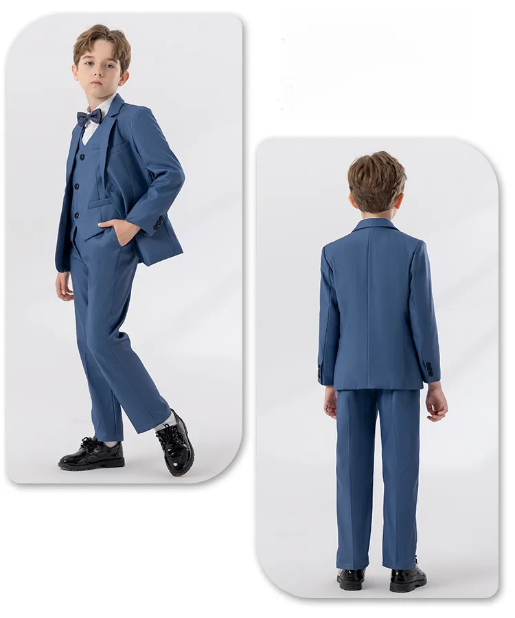Children's Suit Autumn And Winter British Fashion Performance Small Suit Boys Piano Host Flower Girl Wedding Dress Suit display picture 13