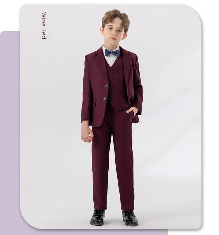 Children's Suit Autumn And Winter British Fashion Performance Small Suit Boys Piano Host Flower Girl Wedding Dress Suit display picture 14