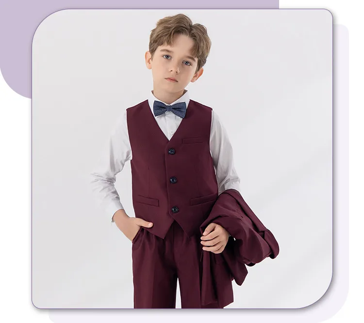 Children's Suit Autumn And Winter British Fashion Performance Small Suit Boys Piano Host Flower Girl Wedding Dress Suit display picture 15