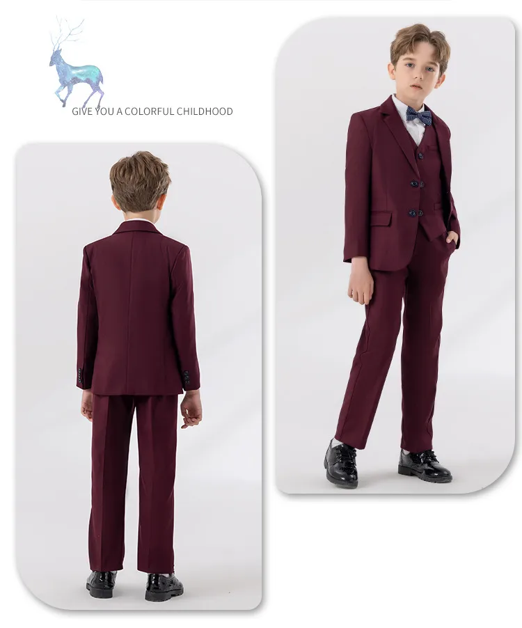 Children's Suit Autumn And Winter British Fashion Performance Small Suit Boys Piano Host Flower Girl Wedding Dress Suit display picture 16