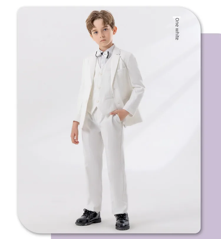 Children's Suit Autumn And Winter British Fashion Performance Small Suit Boys Piano Host Flower Girl Wedding Dress Suit display picture 17