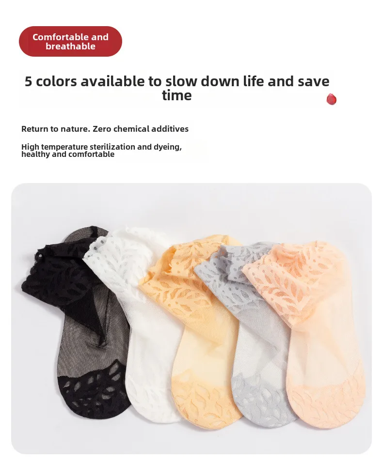Socks Women's Spring And Autumn Thin Silk Stockings Cotton Bottom Summer Breathable Mesh Medium Socks  Trendy Lace Socks display picture 7