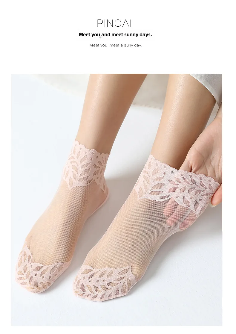 Socks Women's Spring And Autumn Thin Silk Stockings Cotton Bottom Summer Breathable Mesh Medium Socks  Trendy Lace Socks display picture 15
