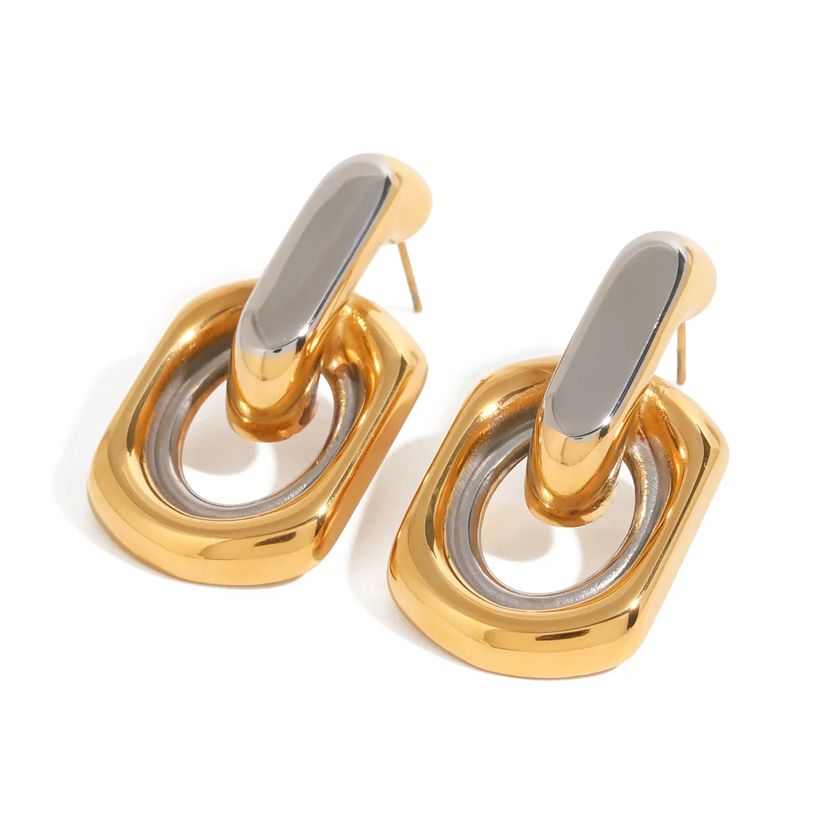 1 Pair Retro Classic Style Geometric 304 Stainless Steel Drop Earrings display picture 2