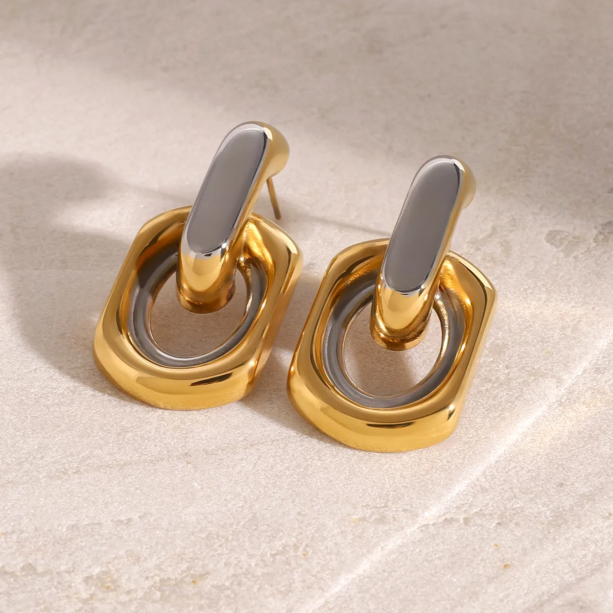 1 Pair Retro Classic Style Geometric 304 Stainless Steel Drop Earrings display picture 4