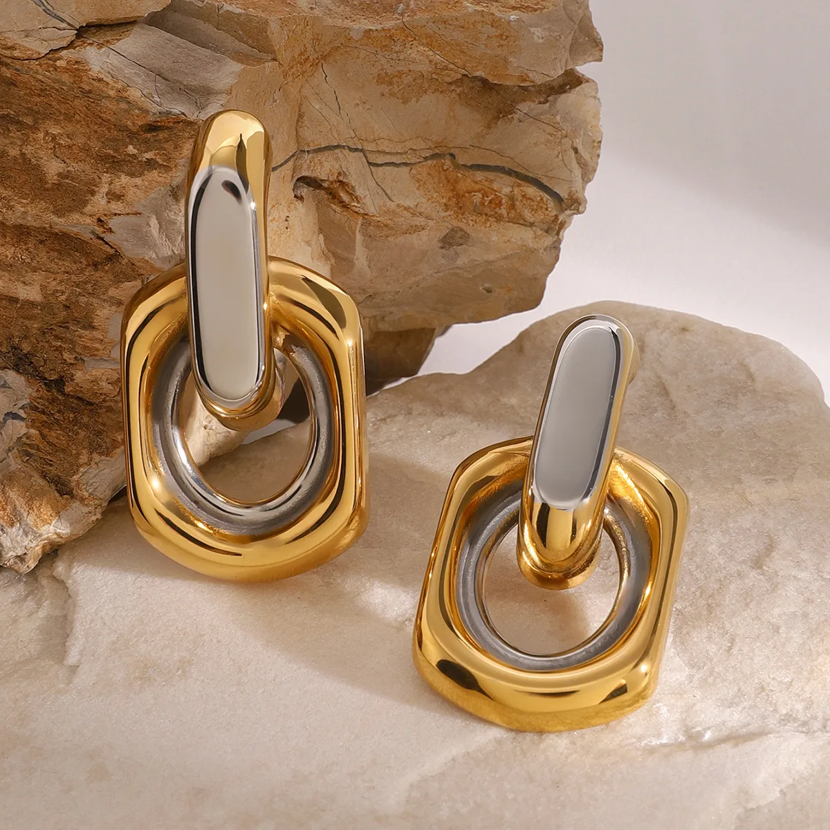 1 Pair Retro Classic Style Geometric 304 Stainless Steel Drop Earrings display picture 6