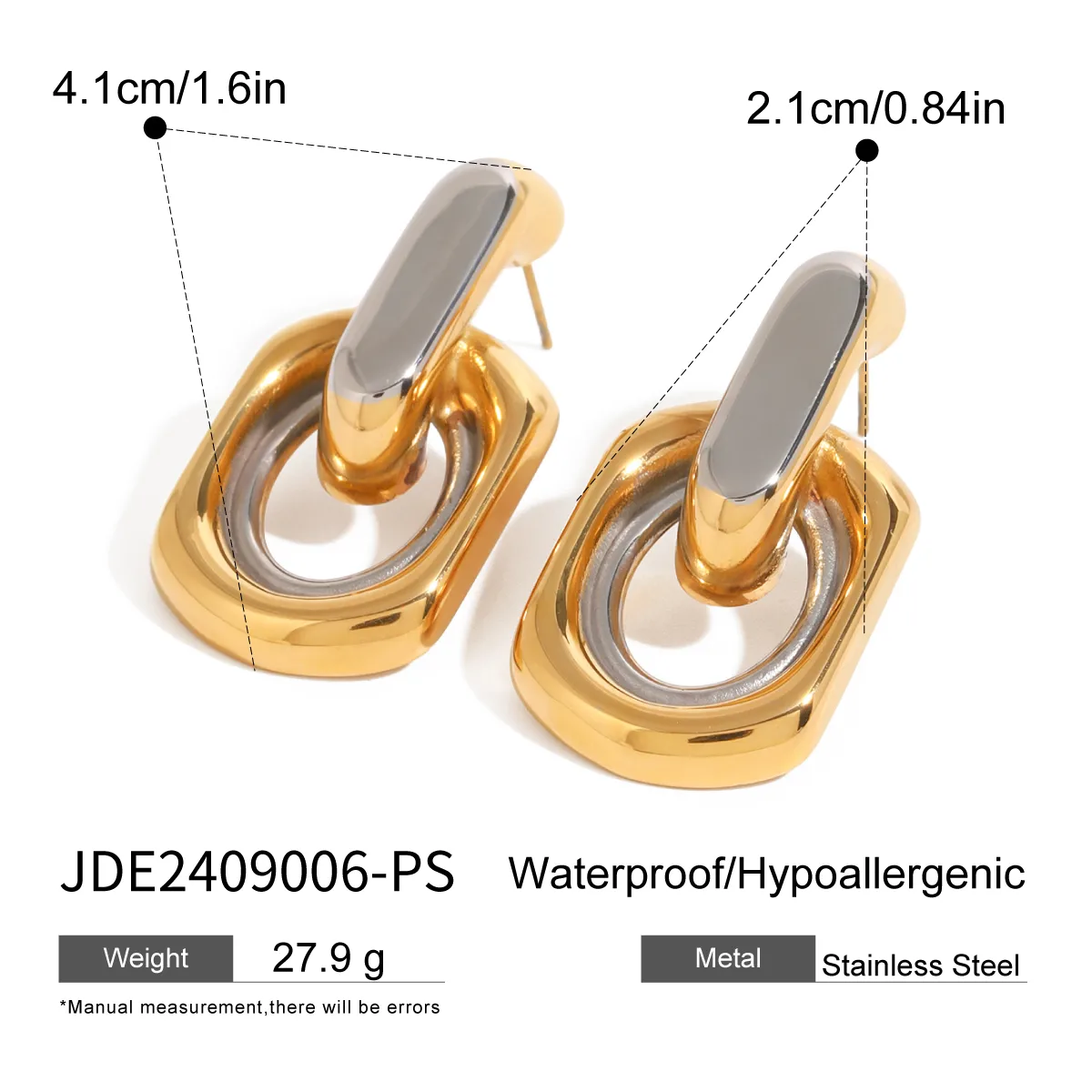 1 Pair Retro Classic Style Geometric 304 Stainless Steel Drop Earrings display picture 1