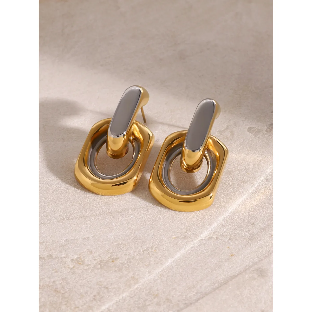 1 Pair Retro Classic Style Geometric 304 Stainless Steel Drop Earrings display picture 7