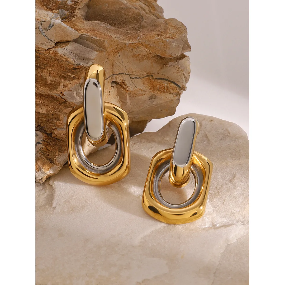 1 Pair Retro Classic Style Geometric 304 Stainless Steel Drop Earrings display picture 9