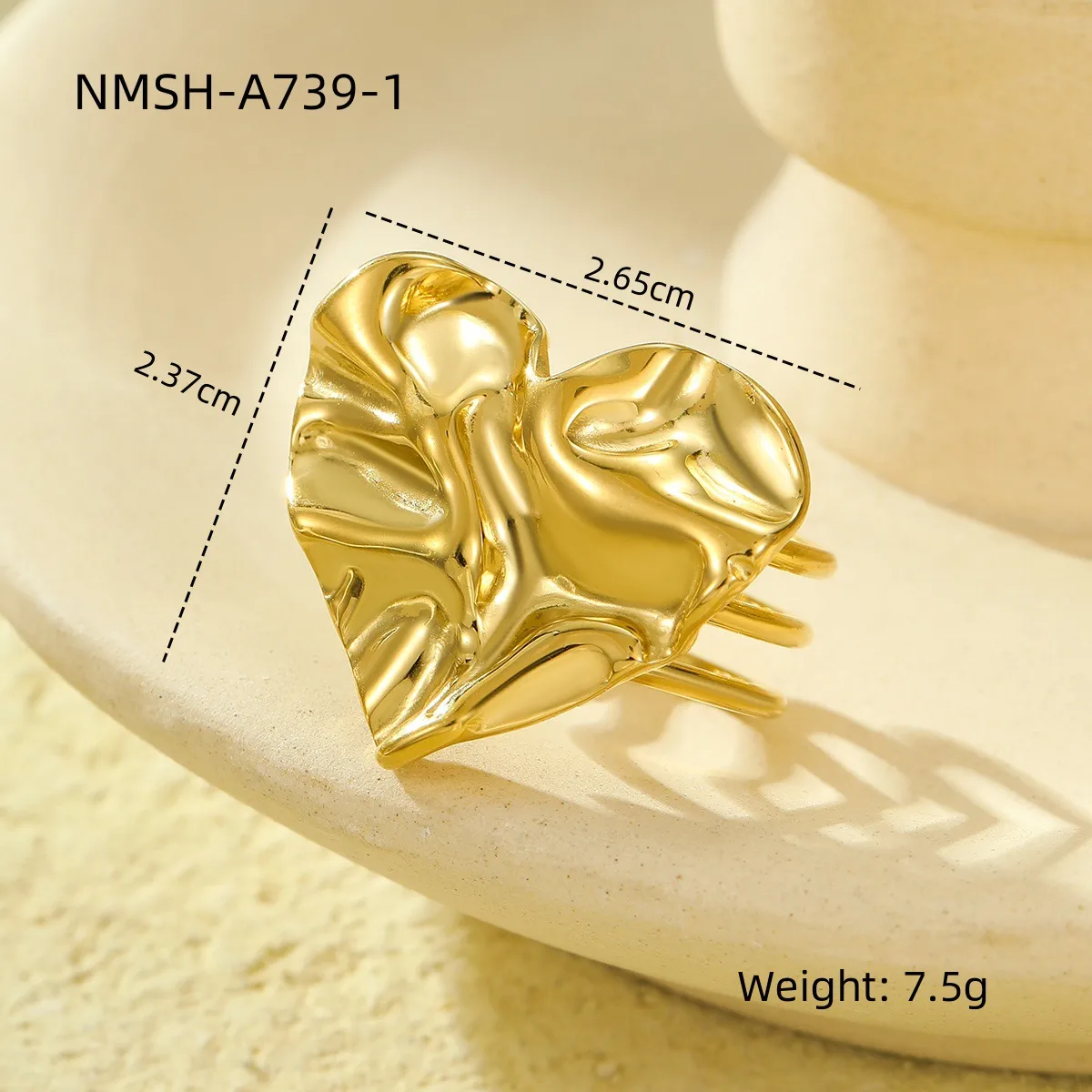 Classic Style Heart Shape 304 Stainless Steel Women's Adjustable Ring Charm Rings Open Rings display picture 12