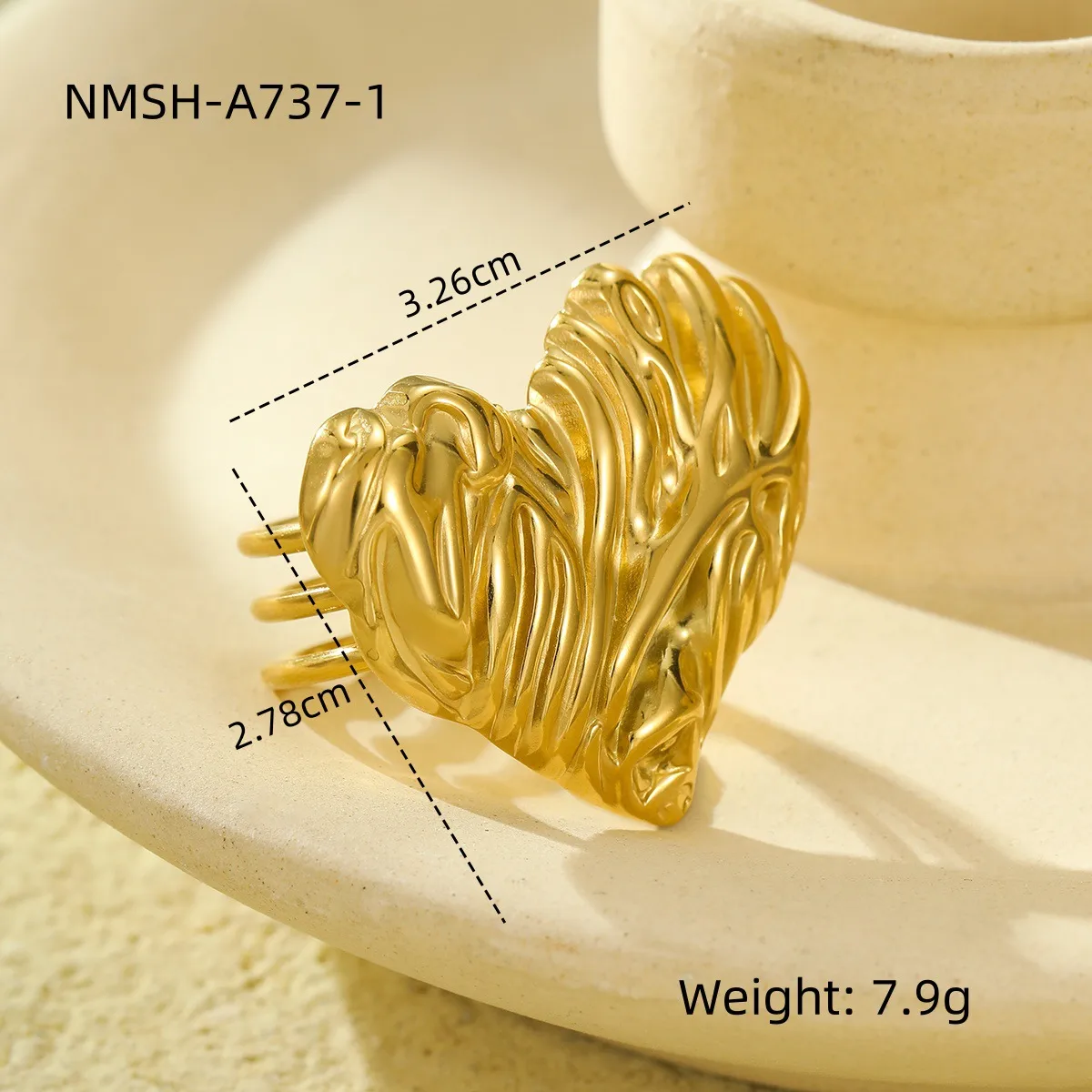 Classic Style Heart Shape 304 Stainless Steel Women's Adjustable Ring Charm Rings Open Rings display picture 10