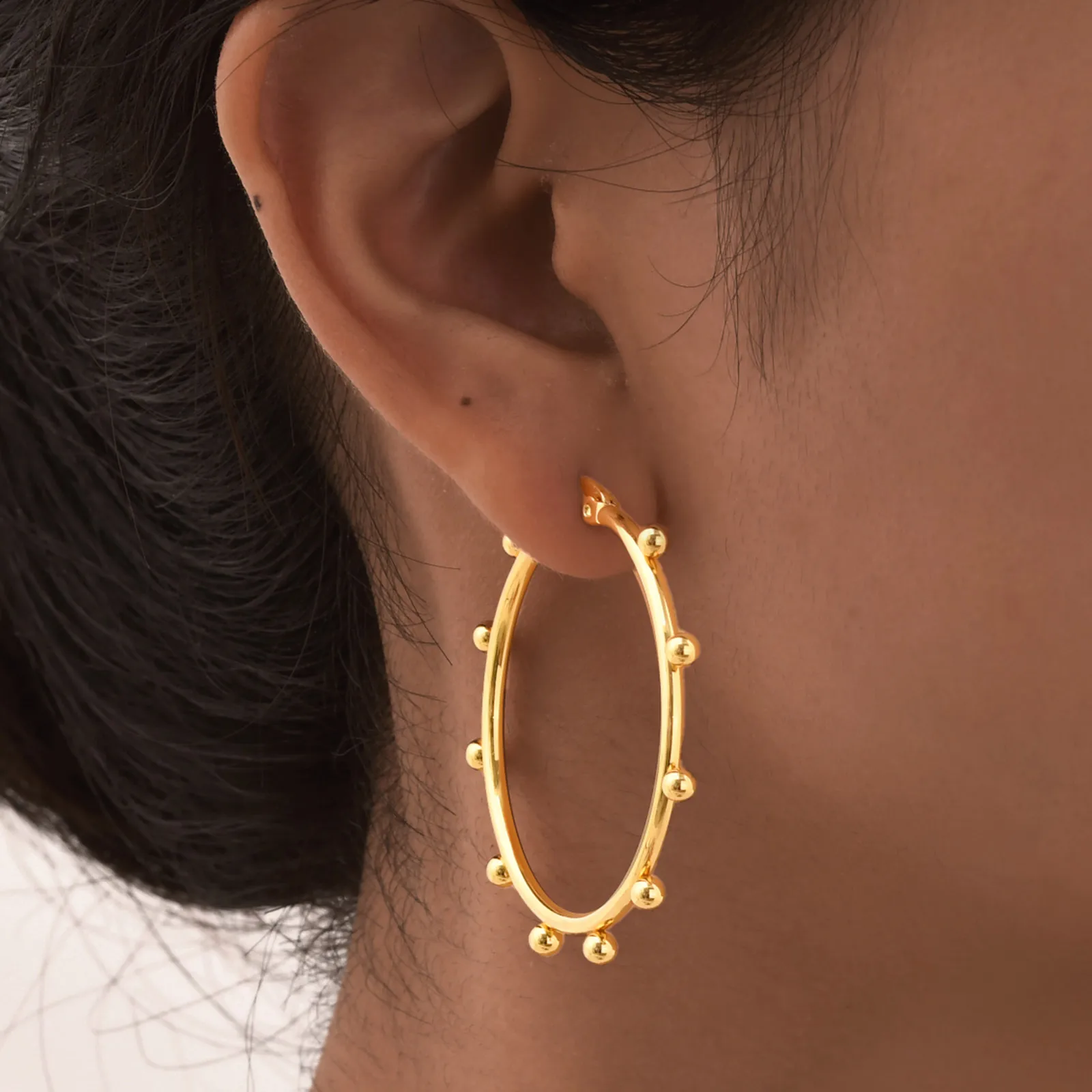 1 Pair IG Style Circle 201 Stainless Steel 18K Gold Plated Earrings display picture 2