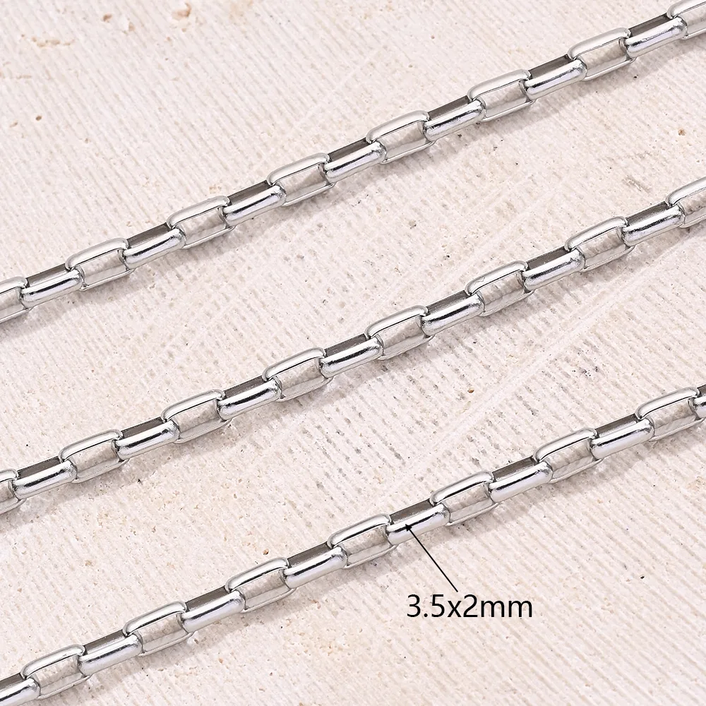 10m/Package 304 Stainless Steel 18K Gold Plated Cross Chain Rectangular Pearl Chain Polished 3.5x2mm 3mm Jewelry Accessories display picture 3