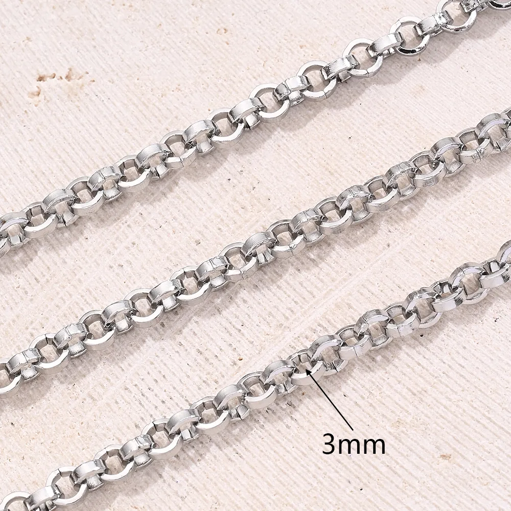 10m/Package 304 Stainless Steel 18K Gold Plated Cross Chain Rectangular Pearl Chain Polished 3.5x2mm 3mm Jewelry Accessories display picture 5