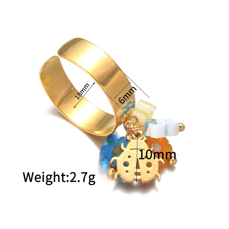 Wholesale Jewelry Cute Animal 304 Stainless Steel 18K Gold Plated Flowers Open Rings display picture 3