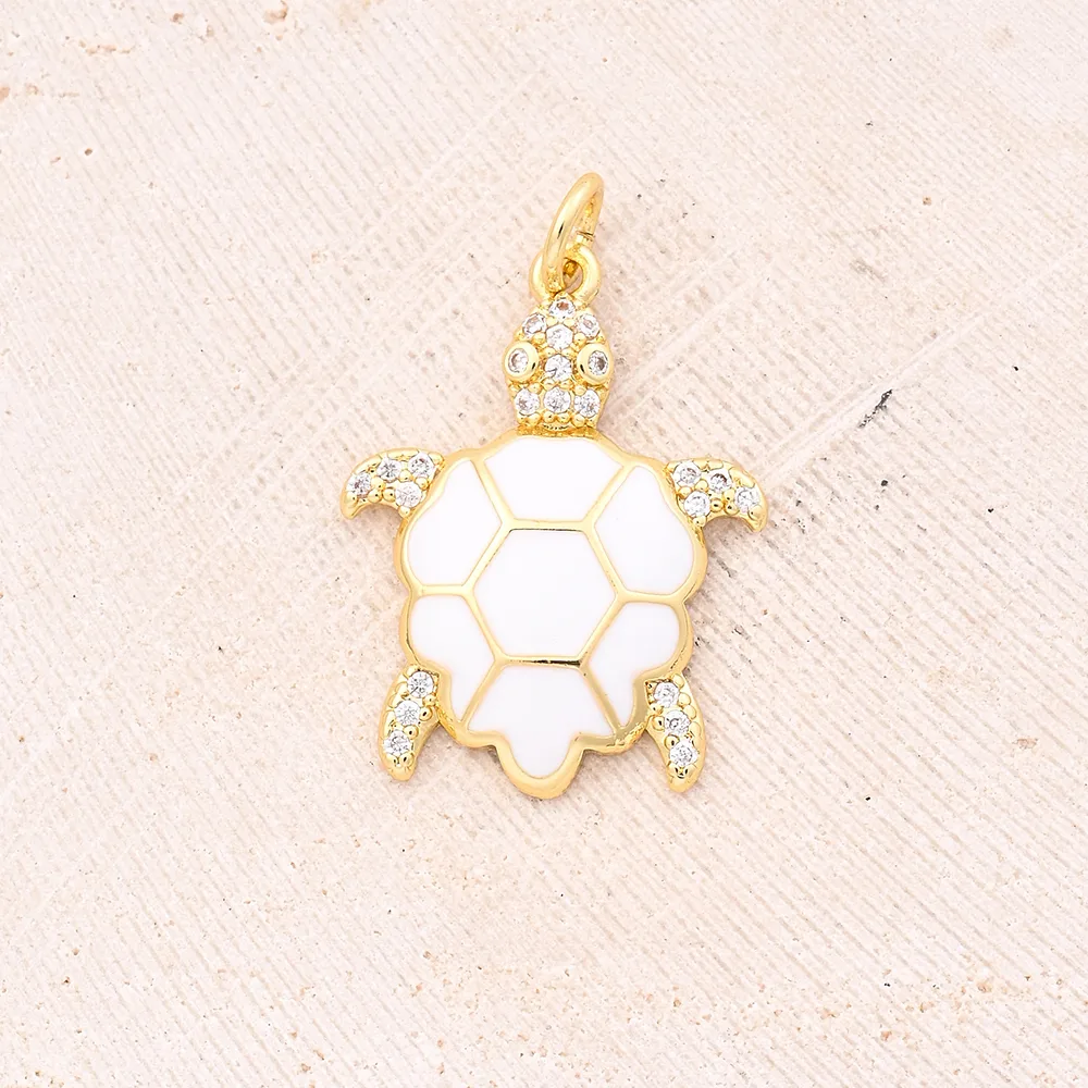 1 Pc/Package 22x17mm Hole 3~3.9mm Copper Zircon 18K Gold Plated Turtle Polished Pendant display picture 8