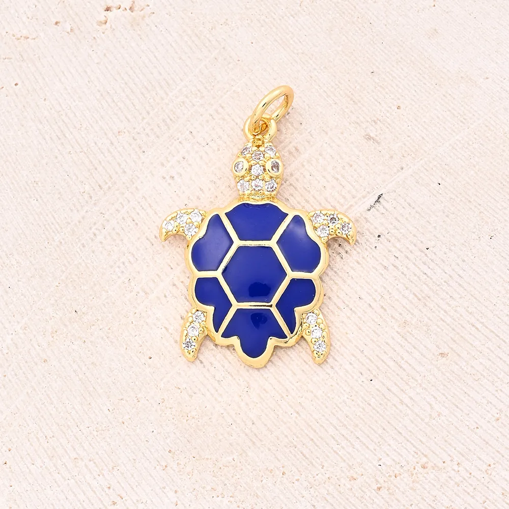1 Pc/Package 22x17mm Hole 3~3.9mm Copper Zircon 18K Gold Plated Turtle Polished Pendant display picture 10