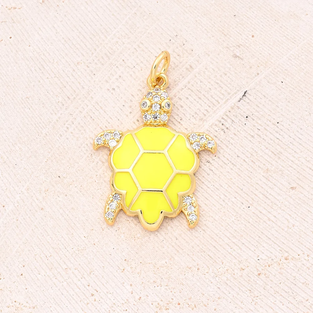 1 Pc/Package 22x17mm Hole 3~3.9mm Copper Zircon 18K Gold Plated Turtle Polished Pendant display picture 3
