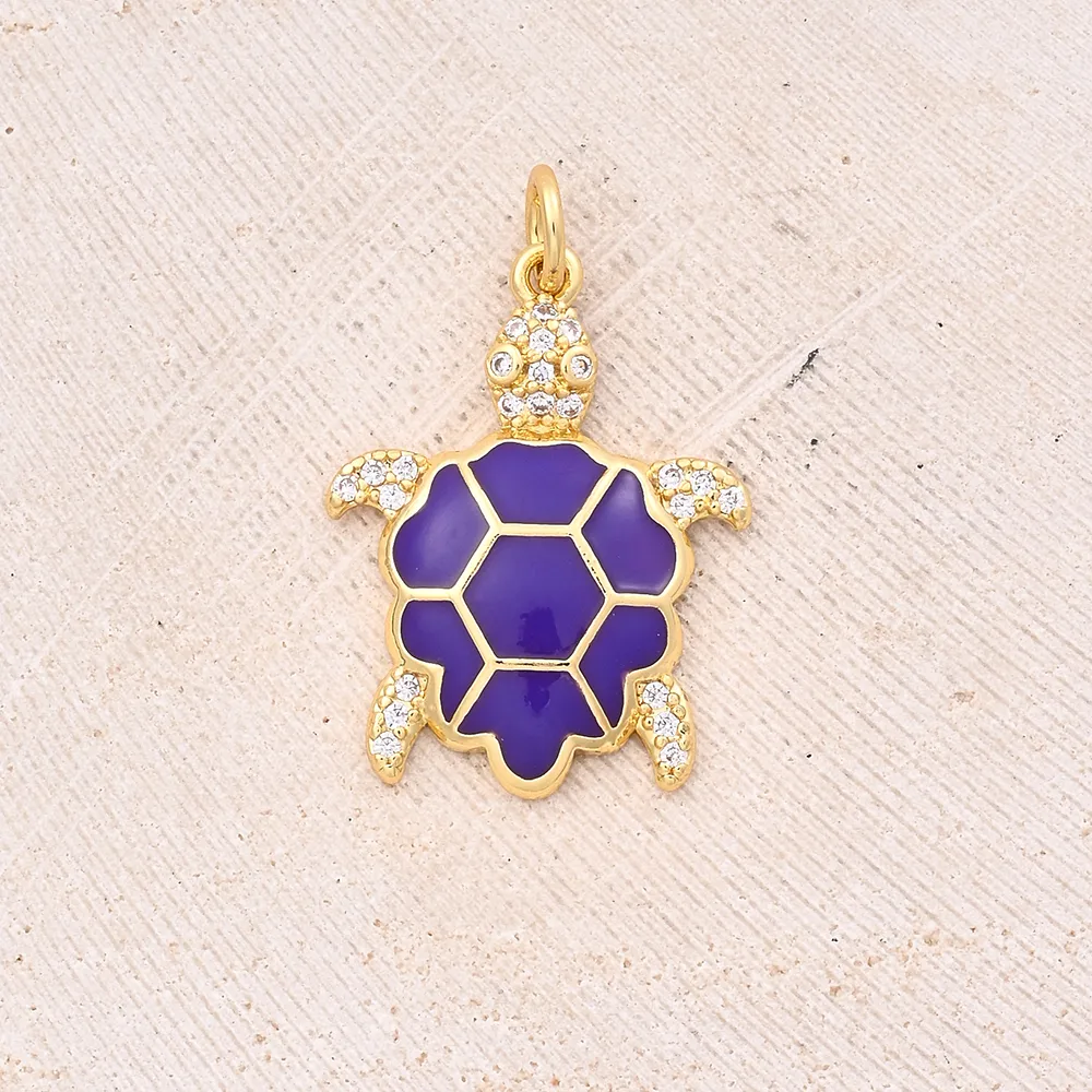 1 Pc/Package 22x17mm Hole 3~3.9mm Copper Zircon 18K Gold Plated Turtle Polished Pendant display picture 9