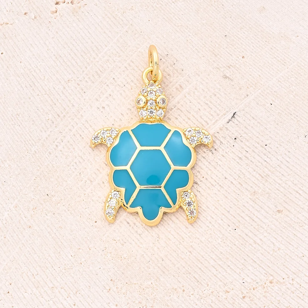 1 Pc/Package 22x17mm Hole 3~3.9mm Copper Zircon 18K Gold Plated Turtle Polished Pendant display picture 11
