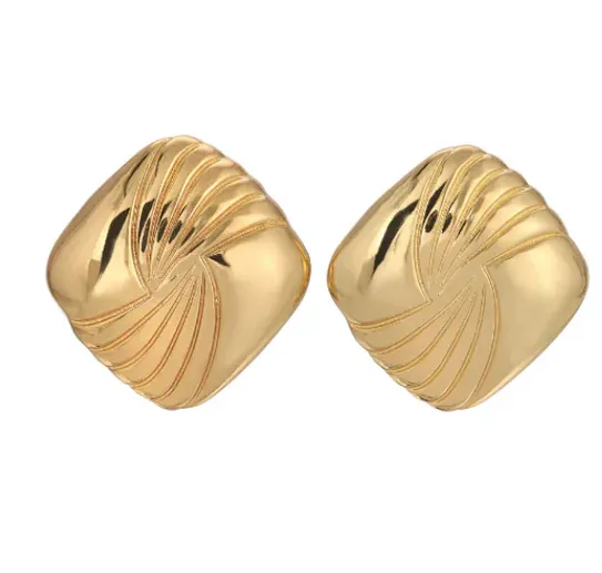 1 Pair Vintage Style Commute Rhombus Plating 304 Stainless Steel 18K Gold Plated Ear Studs display picture 2