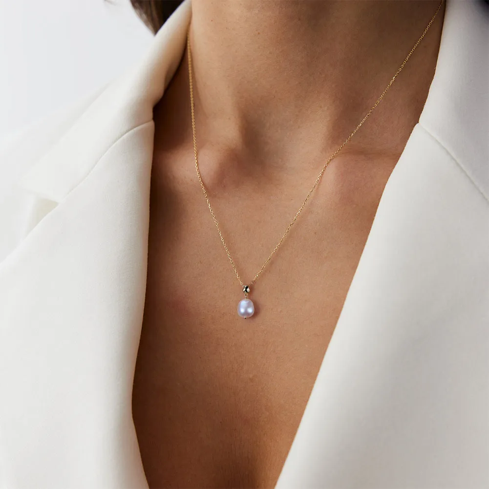 SS10 Luxury Pearl Jewelry Set 925 Sterling Silver 14K Gold Plated Chain Cultured Freshwater Pearl Earring Necklace Set For Women display picture 6