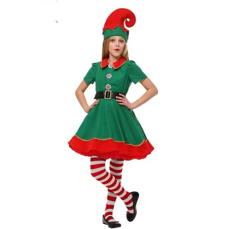 Christmas Clothing Children's Christmas Elf Clothing Cosplay Parent-child Clothing Festival Adult Men's And Women's Green Christmas Clothing display picture 6