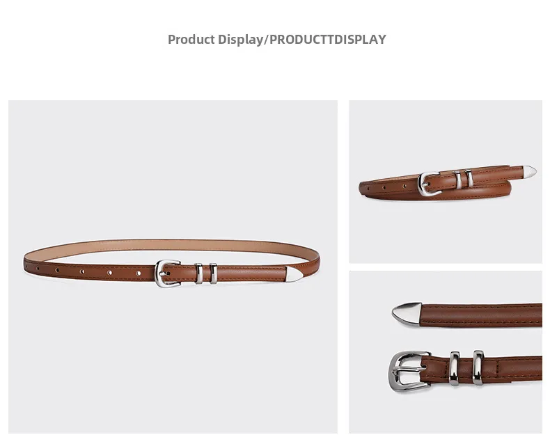 New Simple  Silver Buckle Three-piece Women's Belt High-grade Decorative Student Youth Jeans Thin Belt display picture 6