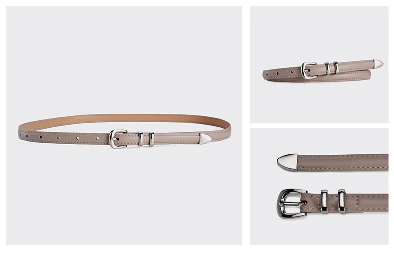 New Simple  Silver Buckle Three-piece Women's Belt High-grade Decorative Student Youth Jeans Thin Belt display picture 8