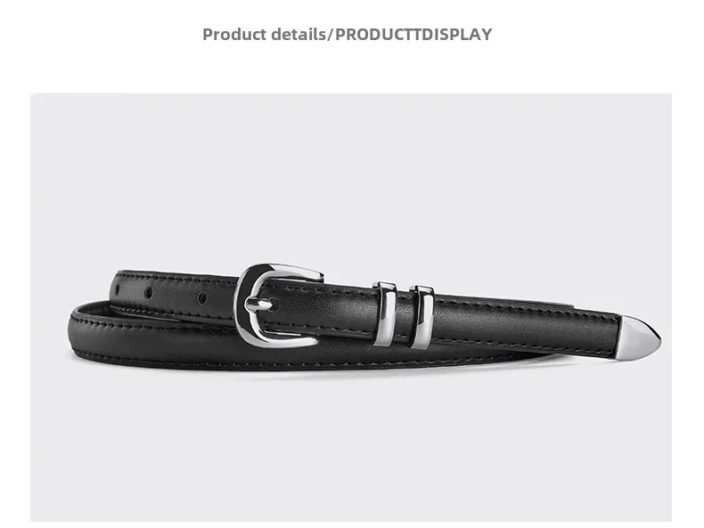 New Simple  Silver Buckle Three-piece Women's Belt High-grade Decorative Student Youth Jeans Thin Belt display picture 9
