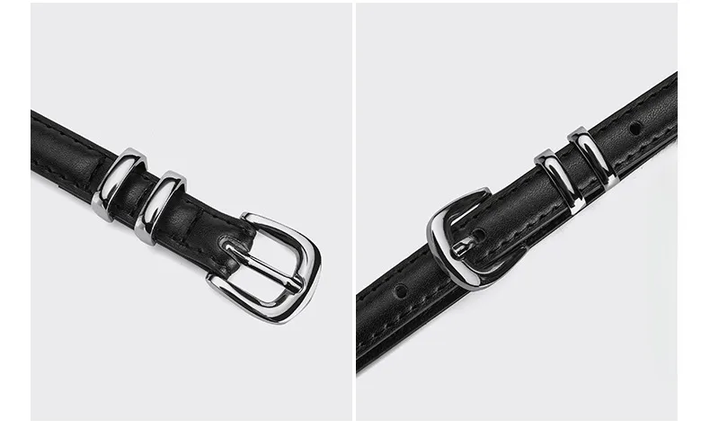 New Simple  Silver Buckle Three-piece Women's Belt High-grade Decorative Student Youth Jeans Thin Belt display picture 10