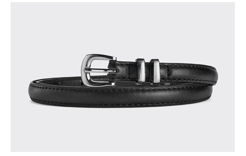 New Simple  Silver Buckle Three-piece Women's Belt High-grade Decorative Student Youth Jeans Thin Belt display picture 11