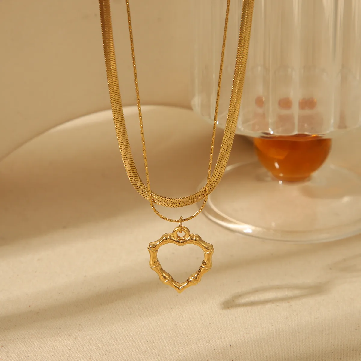 Wholesale Jewelry Elegant Simple Style Commute Heart Shape 304 Stainless Steel 18K Gold Plated Pendant Necklace display picture 1
