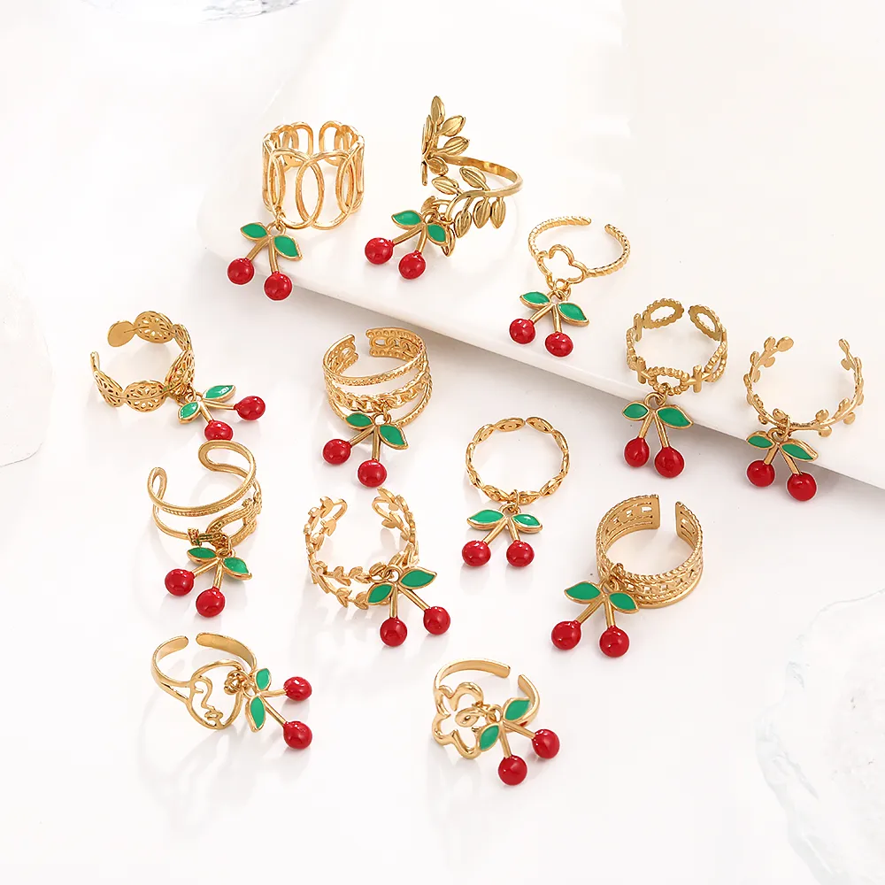 Elegant Modern Style Cherry Shell 304 Stainless Steel Plating 18K Gold Plated Women's Charm Rings Open Rings Rings display picture 6