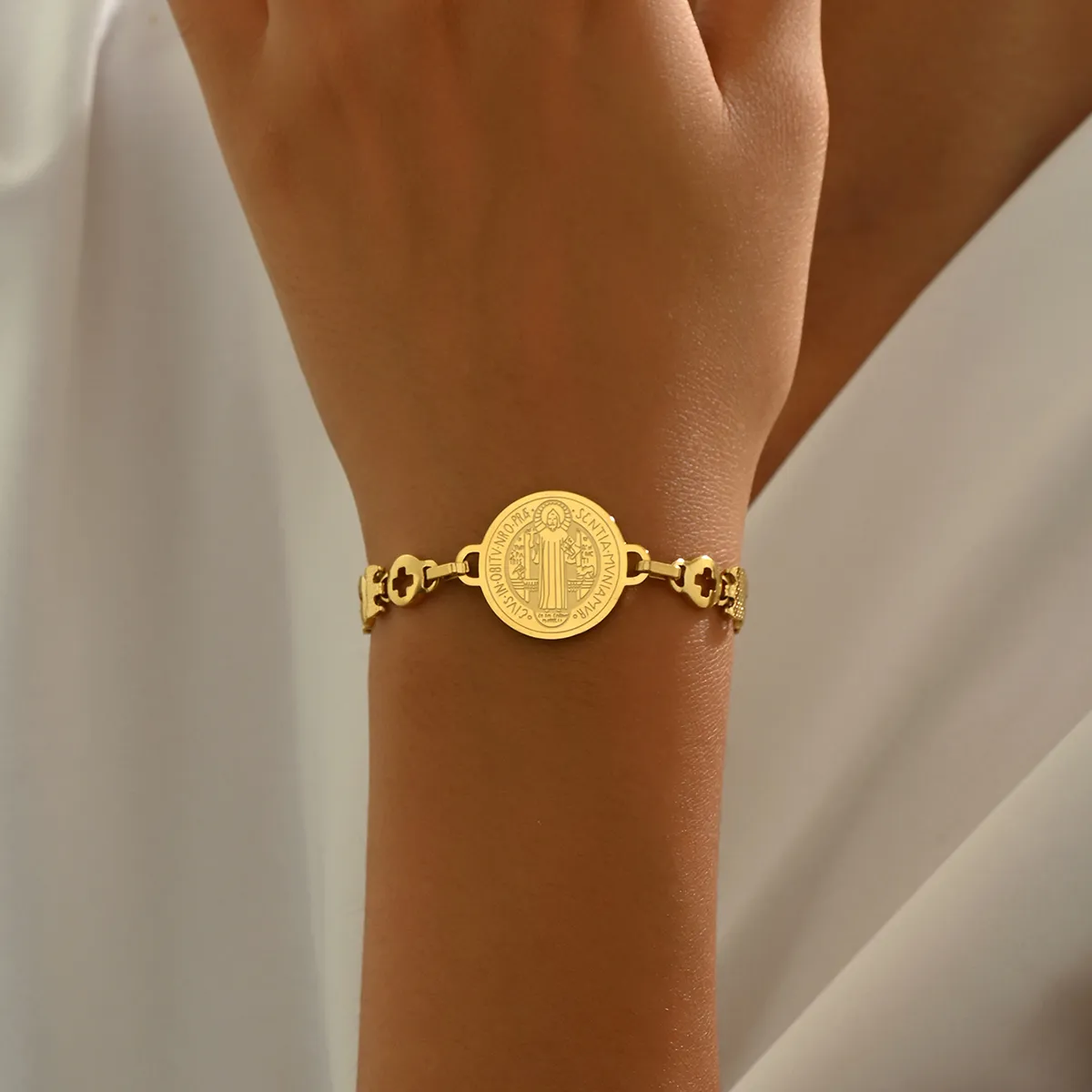 Retro Vintage Style Punk Round 201 Stainless Steel Bracelets In Bulk display picture 4