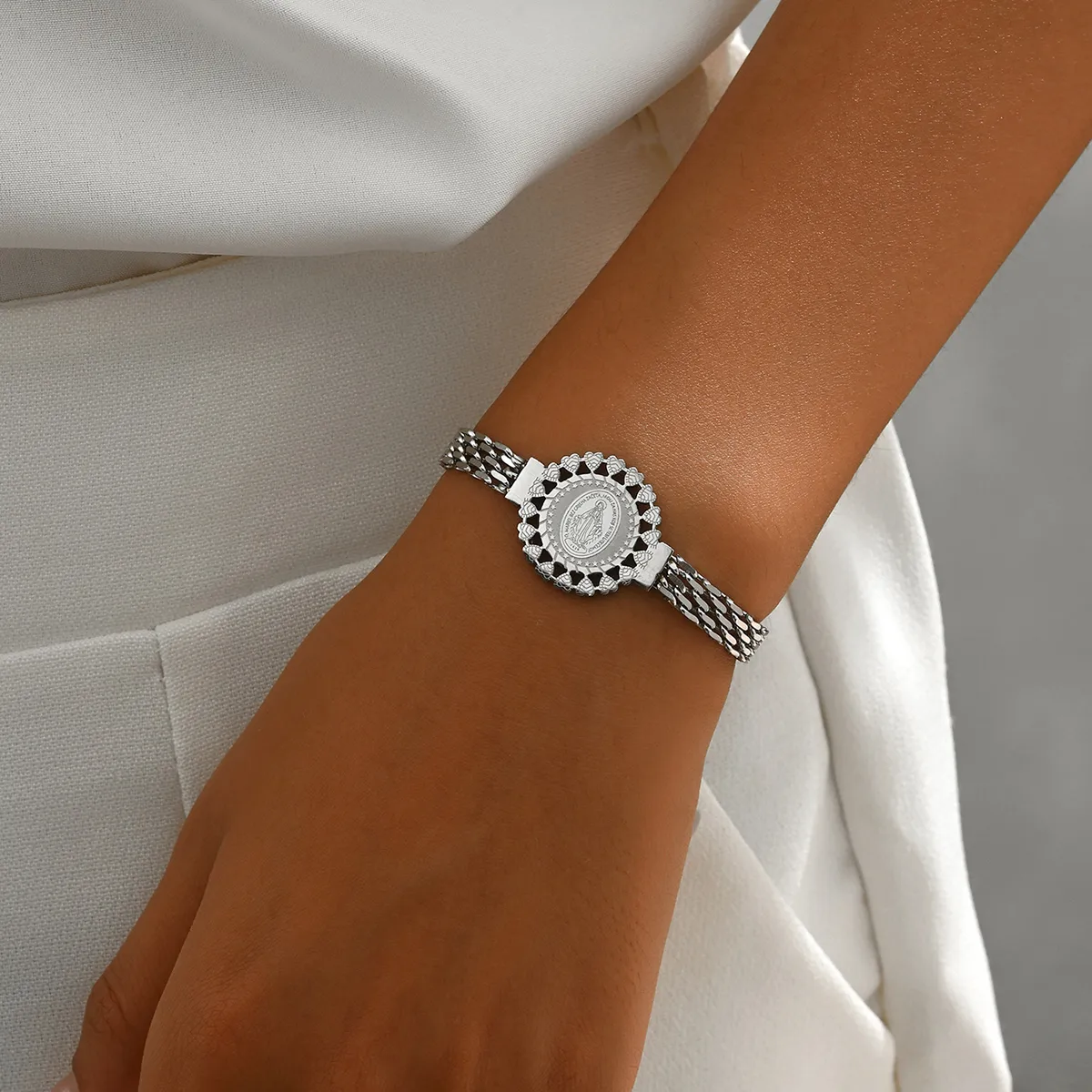 Hip-Hop Retro Punk Round 201 Stainless Steel Bracelets In Bulk display picture 10