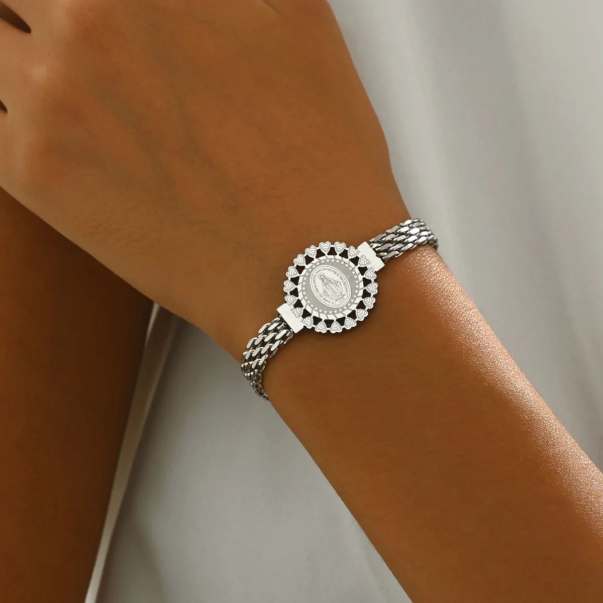 Hip-Hop Retro Punk Round 201 Stainless Steel Bracelets In Bulk display picture 8