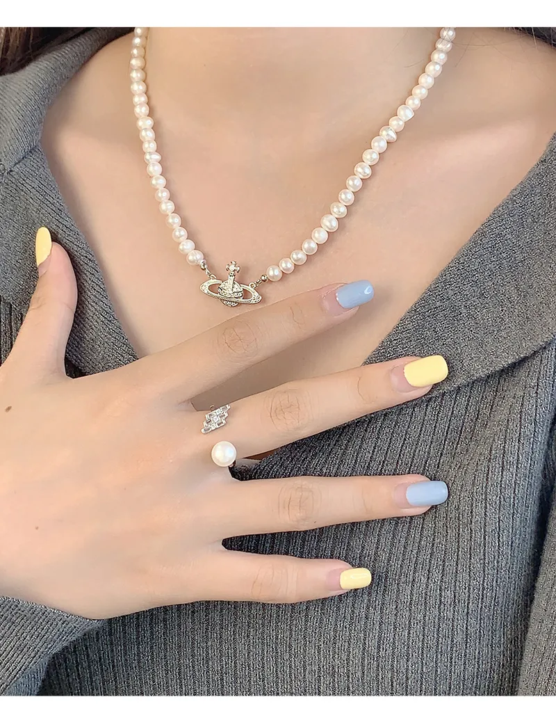 18K Gold Plated White Gold Plated 925 Sterling Silver Pearl Zircon Geometric Open Rings display picture 1