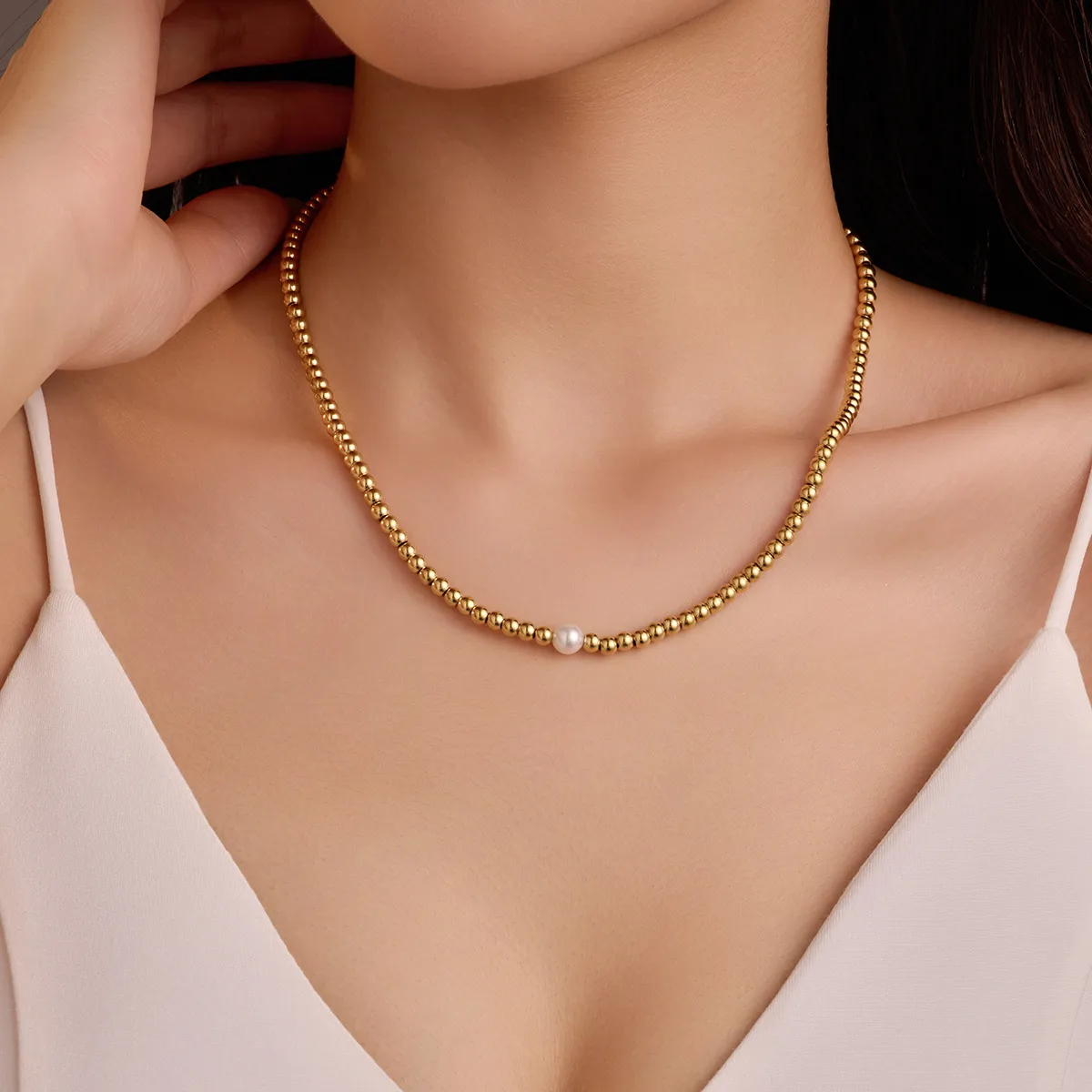 Wholesale Jewelry Lady Ball 304 Stainless Steel Plating Necklace display picture 1