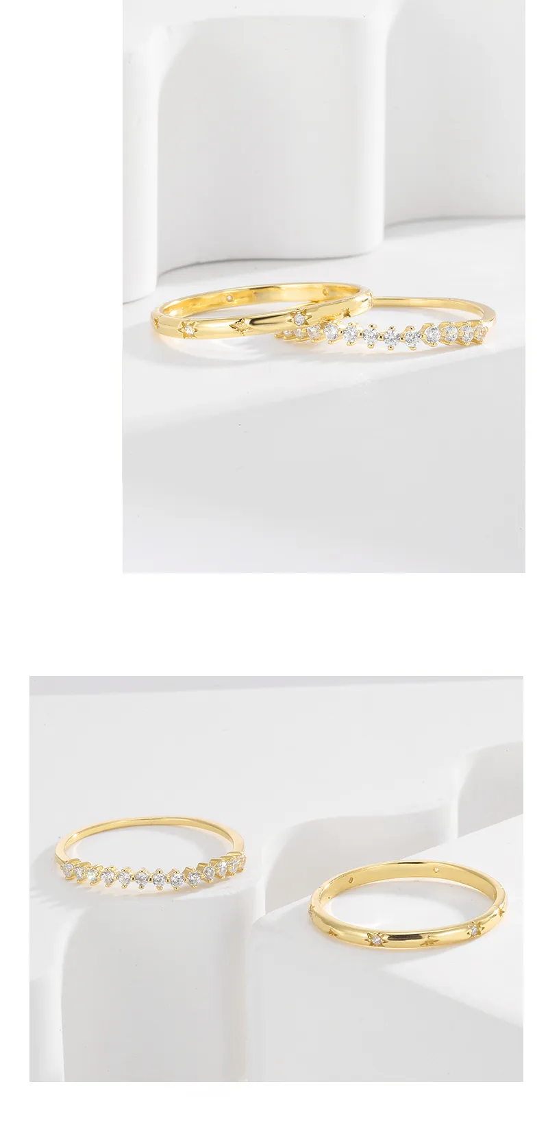 925 Sterling Silver Circle Rings display picture 3