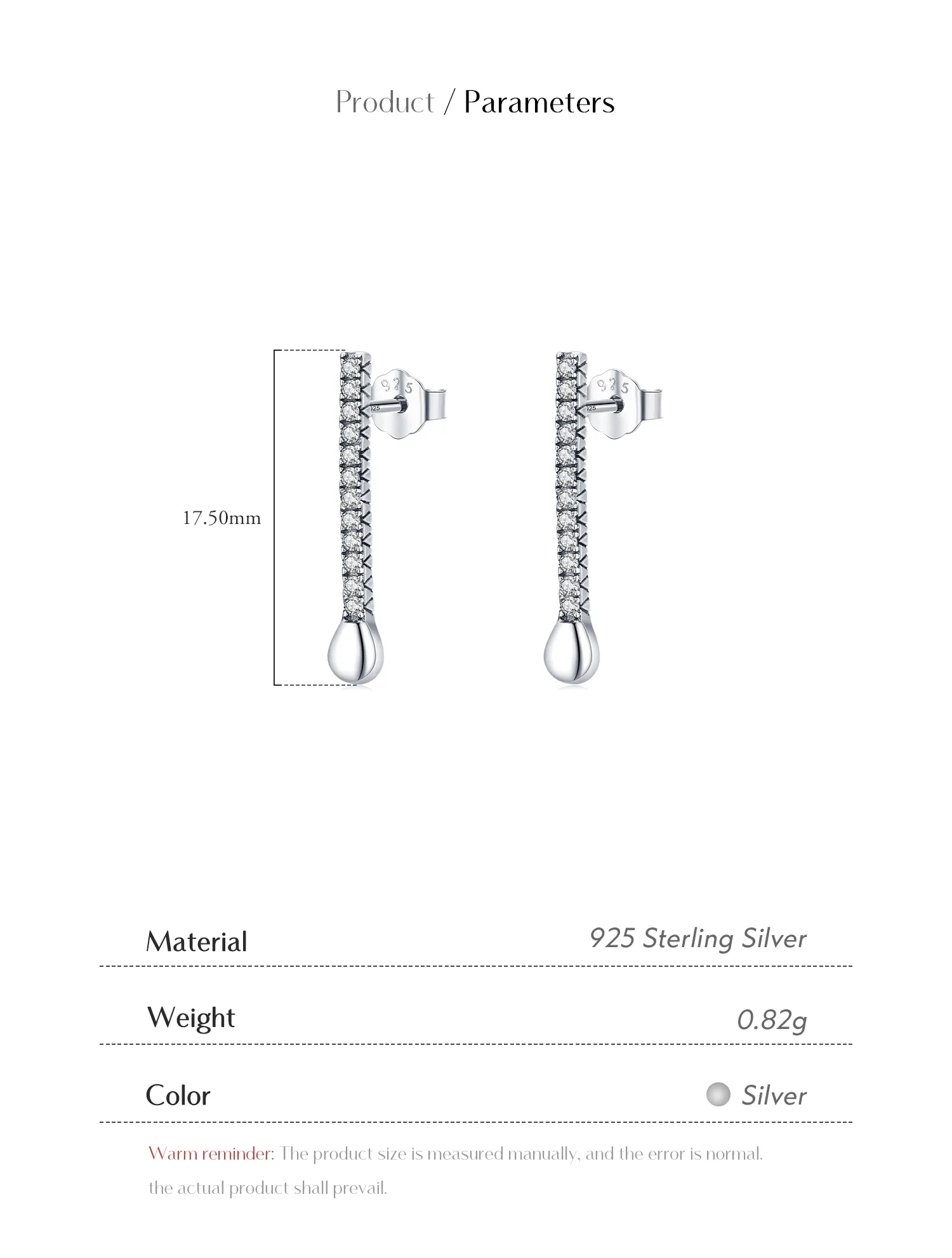 1 Pair Rhodium Plated Sterling Silver Zircon Geometric Ear Studs display picture 4