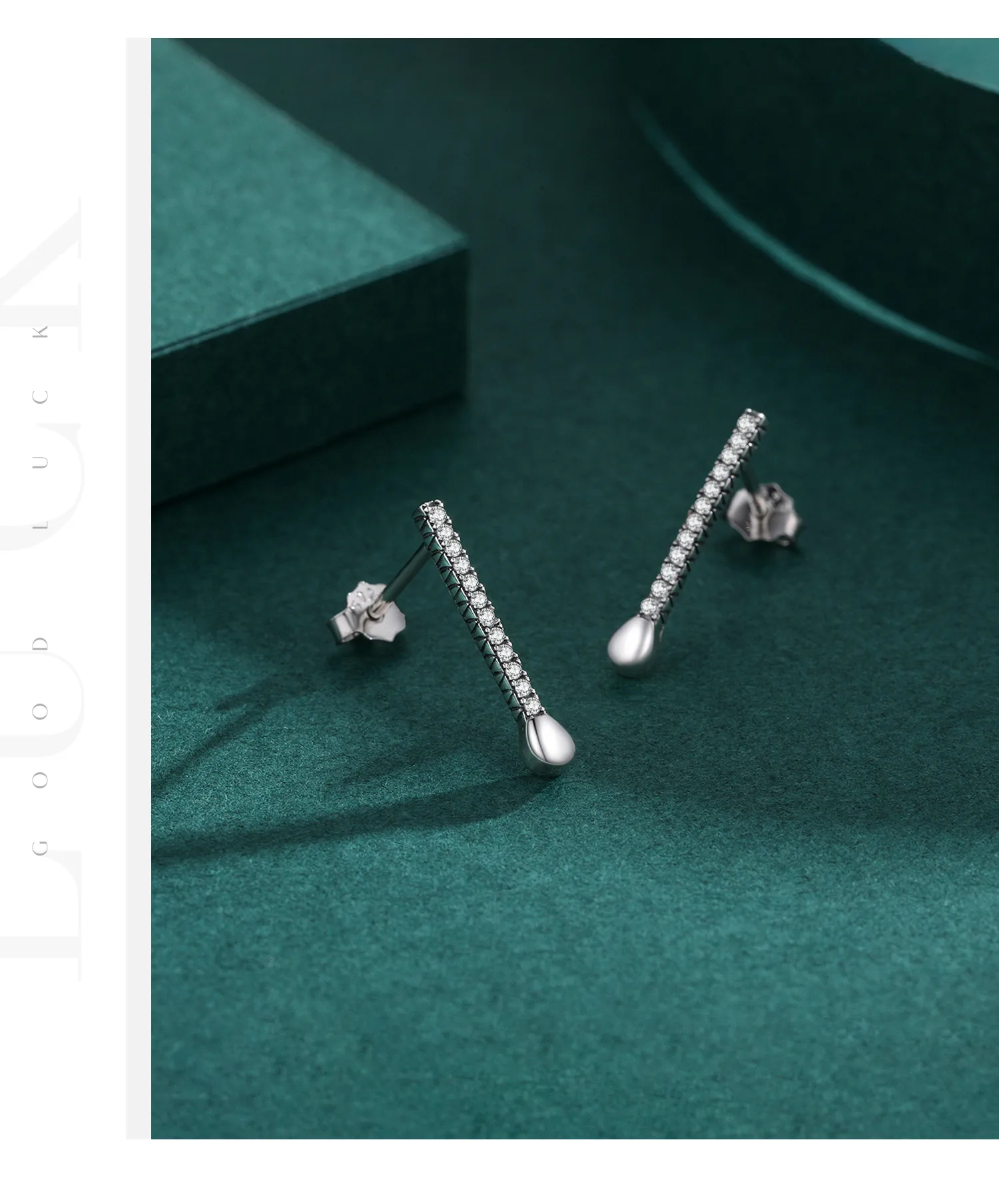 1 Pair Rhodium Plated Sterling Silver Zircon Geometric Ear Studs display picture 6