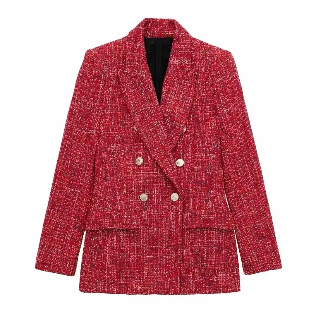 Women's Casual Elegant Plaid Button Double Breasted Blazer display picture 1